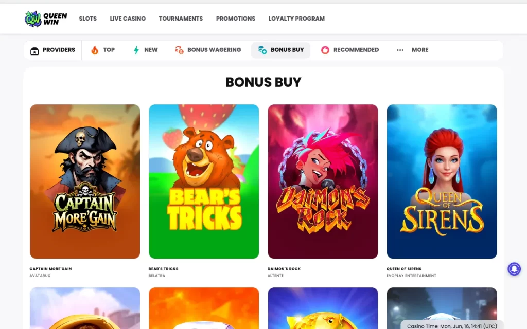 Queen Win Bonus Buy List