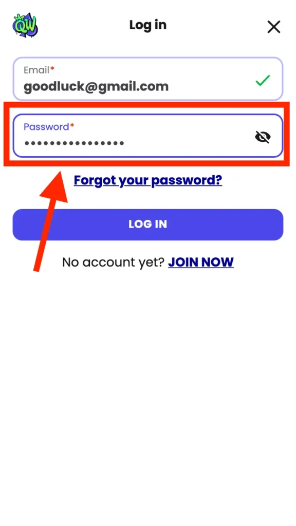 queen win login step three